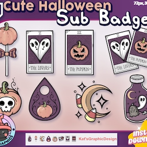 CUTE HALLOWEEN Twitch Sub Badges | Subscriber Badges | Bit Badges | Streamer, Pastel, Spooky, Emo, Witch, Witchery, Death, Goth, Pumpkin