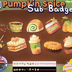PUMPKIN SPICE Twitch Sub Badges | Subscriber Badges | Bit Badges | UNIQUE, Adorable, Fall, Orange, Green, Cinnamon, Drink, Coffee, Dessert