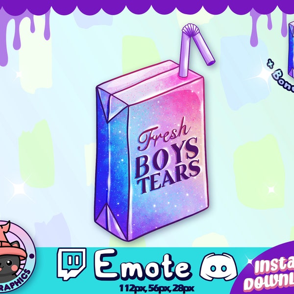 Boys + Girls Tears Bottle Twitch + Discord Emote | Channel Points | Streamer, Emoji, Cute, Stream, Chat, Goth, Milk, Emo, Icon, Girly