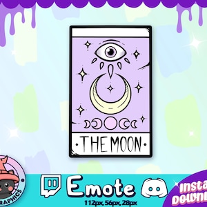 Mond Tarot Karte Twitch + Discord EMOTE | Kanalpunkte | Luftschlangen | Emoji, Cute, Stream, Chat, Goth, Emo, Hexe, UNIKAT, Icon, Potion, Auge