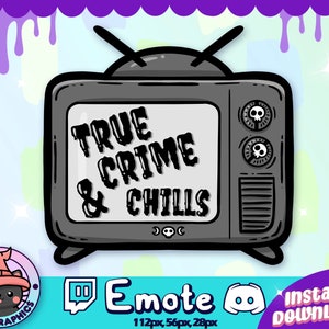 Crime & Chills TV Twitch + Discord Emote | Channel Points | Streamer | Emoji, Cute, Stream, Meme, Chat, Goth, Emo, Evil, UNIQUE, Television