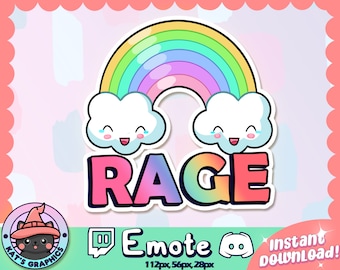 Kawaii RAINBOW RAGE Twitch + Discord Emote | Channel Points | Streamer, Emoji, Icon, Cute, Stream, Chat, Clouds, Gay, LGBTQ, Quality, Funny