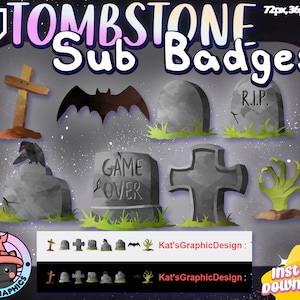 TOMBSTONE Badge Twitch Sub / Badge per abbonati / Badge Bit / UNICO, Stregoneria, Halloween, Zombie, Rip, Emo, Dark, Dead, Morte