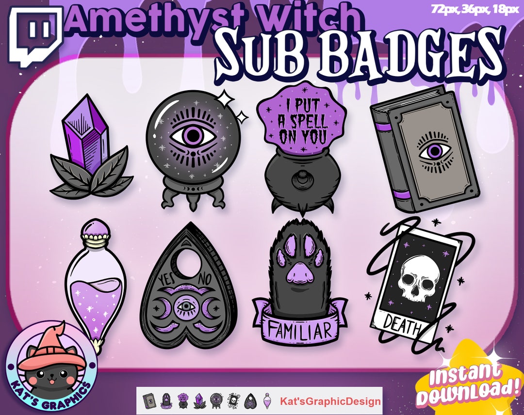 Amethyst Witch Twitch Sub Badges | Subscriber Badges, Bit Badges ...