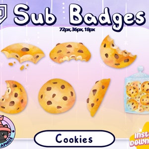 COOKIE Twitch Sub Badges | Discord + YouTube, Subscriber, Bit Badges, Jar, Sweets, Desserts, Brown, Oreo, Chocolate Chip, Food, Cafe, UNIQUE