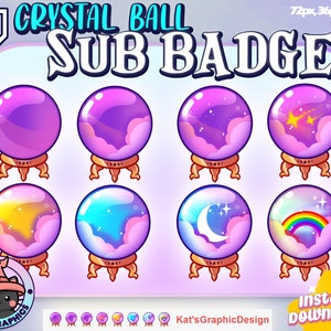 Crystal Balls Twitch Sub Badges | Subscriber Bit Badge, Discord Role Icons | UNIQUE, Streamer, Spooky, Celestial, Cute Colorful Globe, Witch