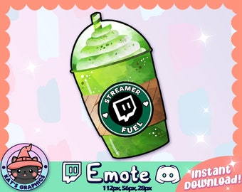 STREAMER FUEL Green MATCHA Tea Coffee Twitch + Discord Emote | Channel Points | Streamer | Emoji, Cute, Meme, Drink, Starbucks, Boba, Icon