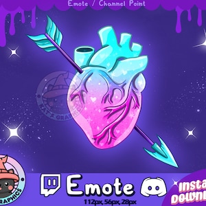 Blue / Purple Arrow HEART EMOTE Twitch + Discord | Channel Points | Streamer, Stream, Emoji, Chat, Goth, Icon, Magical, Valentines, Love