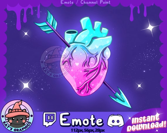 Blue Purple Arrow Heart Emote Twitch Discord Channel Etsy Ireland