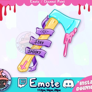 Stay Spooky Axe Weapon Twitch + Discord Emote | Channel Points | Streamer, Emoji, Cute, Stream, Chat, Goth, Blood, Emo, Witch, Icon, Girly