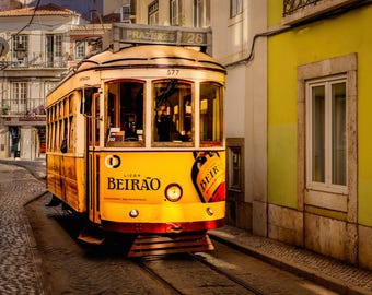 Famous Yellow Tram 28 Lisbon Portugal - Instant Download includes 5 file Sizes