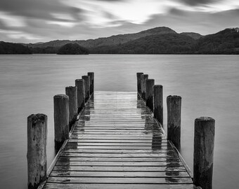Wet Jetty Reflections Coniston Water Lake District Cumbria UK Wall Fine Art Canvas Print Mark Pollitt Landscape Photography Christmas gifts