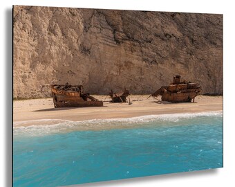 Shipwreck Beach Photography Print: Zante Greece Coastal Wall Art