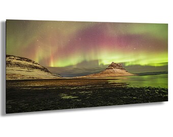 Icelandic Canvas Print, Kirkjufell Mountain Aurora Borealis Wall Art
