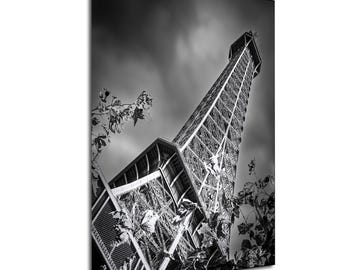 Eiffel Tower Black and White Photography Print: Paris Travel Decor