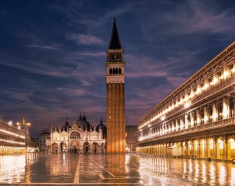 Venice Italy Wall Art, Canvas, Fine Art Print Travel Photography, St Mark&#39;s Square, Europe, Italian Wall Decor Black and White