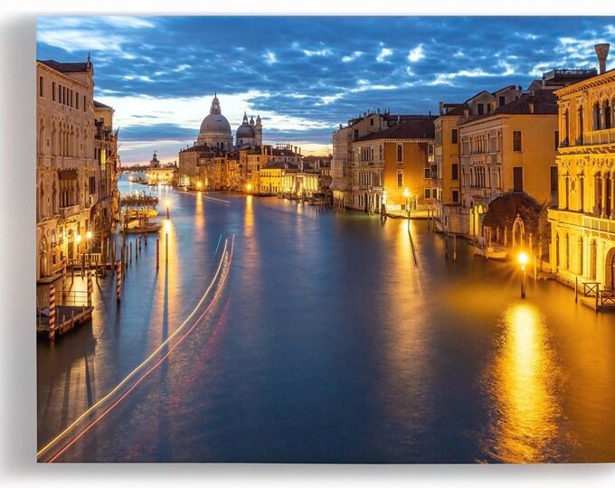 Venice Accademia Bridge Light Trails Italy Wall Art, Canvas, Fine Art , Europe, Italian