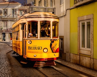 Famous Yellow Tram 28 Lisbon Portugal - Instant Download includes 5 file Sizes