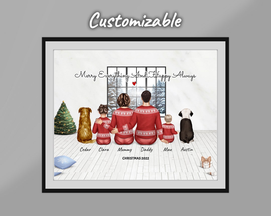 Personalised Family Print, Custom Family Gift, Family Dog Print ...