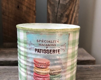 Sweet Gingham Up-cycled Repurposed Tin Can