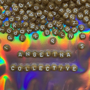 Gold White Acrylic Mixed Letter Beads