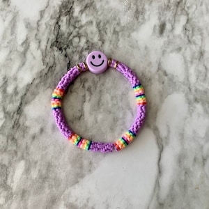 Smiley face bracelet / rainbow happy face bracelet / stackable bracelet / kawaii bracelet / smile handmade bracelet / trendy bead bracelet