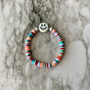 Smiley face bracelet / rainbow happy face bracelet / stackable bracelet / kawaii bracelet / smile handmade bracelet / trendy bead bracelet