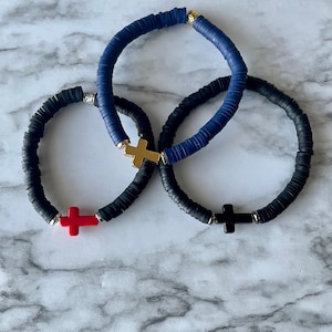 Mens Cross bracelet / red cross bracelet / Jesus bracelet / religious bracelet / black & Red Cross bracelet / Christian bracelet / black