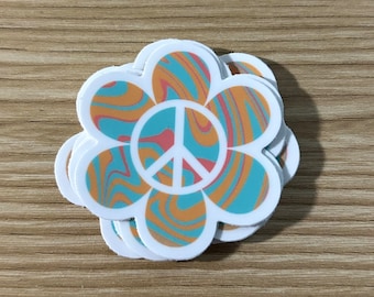 Flower Peace sticker / Swirly peace sticker / hippie sticker / boho sticker / peace daisy Sticker / trendy sticker / retro peace flower