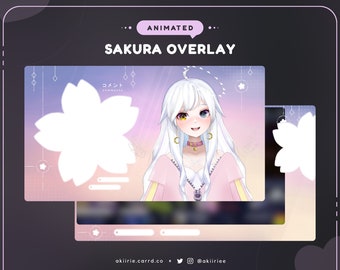 Animated Vtuber Sakura Overlay  - Twitch - Panels - Elegant - Pastel - Cute - Kawaii - Aesthetic - Sakura - Blossom - Flower - Minimalism