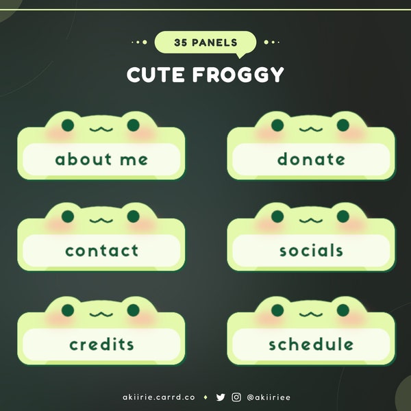 35x Cute Froggy Twitch Panels - Twitch - Panels - Frog - Cute - Green - Cute - Kawaii - Aesthetic - Froggy