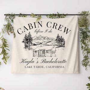 Cabin Crew Bachelorette Wandteppich Camp Bach Banner Berg Kurzurlaub Thema Dekor Camp Bach Flagge Glamping Bachelorette Wochenende