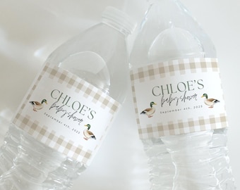 Editable Mallard Duck Baby Shower Water Bottle Labels Duck Theme Decor For Baby Shower Fall  Baby Shower Ideas Duck Hunting Shower Decor