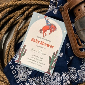 Editable Cowboy Baby Shower Invitation Template Western Baby Shower Invite Rodeo Baby Shower Boy Southwestern Baby Shower Cowboy Ideas