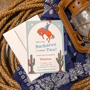 Editable Cowboy 2nd Birthday Invitation Western Cowboy Birthday Invitation Two Wild West Birthday Party Boy Rodeo 2nd Birthday Invite