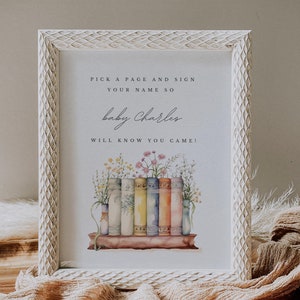Editable New Chapter Baby Shower Guest Book Sign A New Chapter Begins Baby Shower Ideas Book Theme Baby Shower Table Decor Storybook