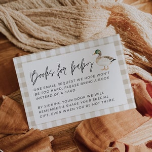 Printable Mallard Duck Baby Shower Books For Baby Card Duck Baby Shower Bring A Book Insert Hunting Theme Baby Shower Ideas First Library