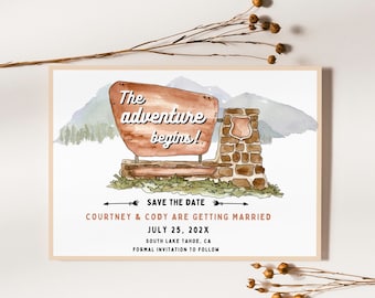 Editable National Park Save the Date Template With Photo Woodland Save The Date Card Mountain Save The Date Forest Wedding Instant Download