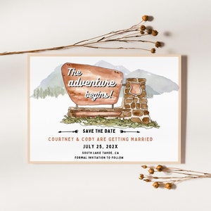 Bearbeitbare Nationalpark Save the Date Vorlage mit Foto Woodland Save The Date Karte Mountain Save The Date Waldhochzeit Sofort Download