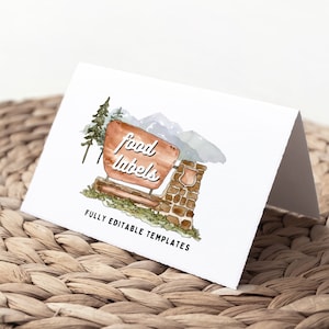 Editable Food Labels National Park Theme Buffet Card Woodland Food Tags Baby Shower Table Decor Ideas National Park Bridal Shower Decor