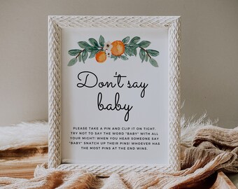 Cutie Baby Shower Don't Say Baby Sign Printable Cutie Baby Shower Game Little Cutie Theme Baby Shower Ideas Boy Girl Baby Shower Activity