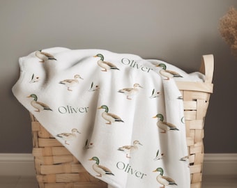 Personalized Mallard Duck Baby Blanket Gift Idea For Baby Shower Duck Hunting Nursery Decor Custom Blanket Duck Theme Blanket With Name