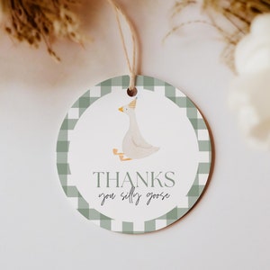 Silly Goose Birthday Printable Thank You Tags In Sage Goose Theme Party Favor Boy 1st Birthday Theme Ideas One Silly Goose Party Decor Boy