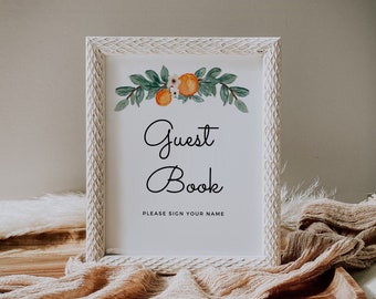 Cutie Baby Shower Guest Book Sign Printable Cutie Theme Decor Ideas Baby Shower Table Sign Boy Girl Orange Baby Shower Printable SIgn Guest