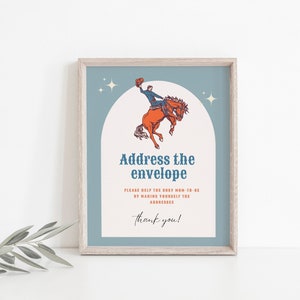 Imprimable adresse de cow-boy l'enveloppe thème western baby shower carte de remerciement Enveloppe signe cow-boy baby shower idées de décoration western
