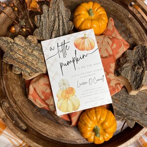 Editable Little Pumpkin Baby Shower Invitation Fall Baby Shower Invitation A Little Pumpkin Is On The Way Invitation Boy Pumpkin Baby Shower