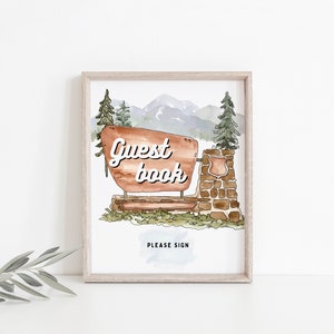 Druckbares Gästebuch Schild Nationalpark Gästebuch Hochzeitsschild Babyparty-Gästebuch Waldland-Babyparty-Ideen