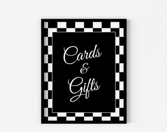 Printable Bad Two the Bone Gifts Sign Checkered Print Cards And Gifts Table Sign Bad 2 the Bone Birthday Ideas Boy 2nd Birthday Party Decor