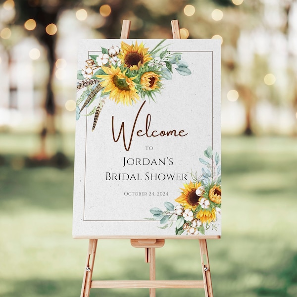 Editable Sunflower Bridal Shower Sign Sunflower Bridal Shower Welcome Sign Sunflower Bridal Shower Theme Sunflower Bridal Shower Decorations