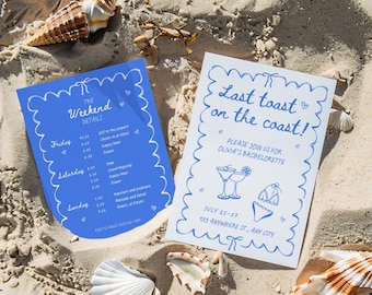 Editable Last Toast on the Coast Beach Bachelorette Invitation Coastal Bachelorette Weekend Itinerary Coastal Grandma Bach Weekend Ideas